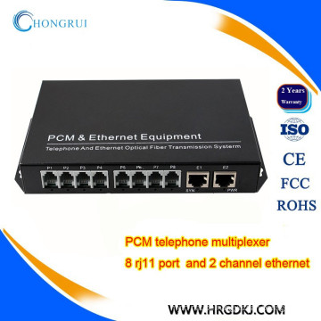 Telefon Fiber Optic Multiplexer 8 Kanal Voice FXO / FXS PCM Multiplexer